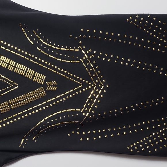 ARDEN B Vintage Gold Studded Black Mini Dress Size Small - Picture 6 of 16
